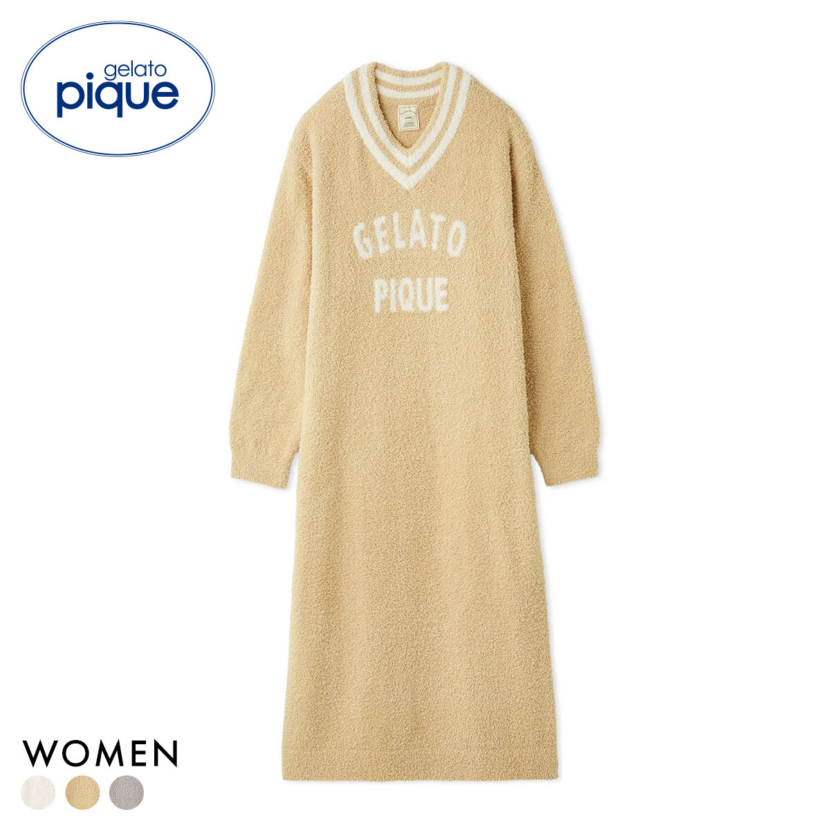 ジェラートピケ レディース べビモコプレッピーワンピース ジェラピケ パジャマ ルームウェア gelato pique(YE-イエロー-Free)