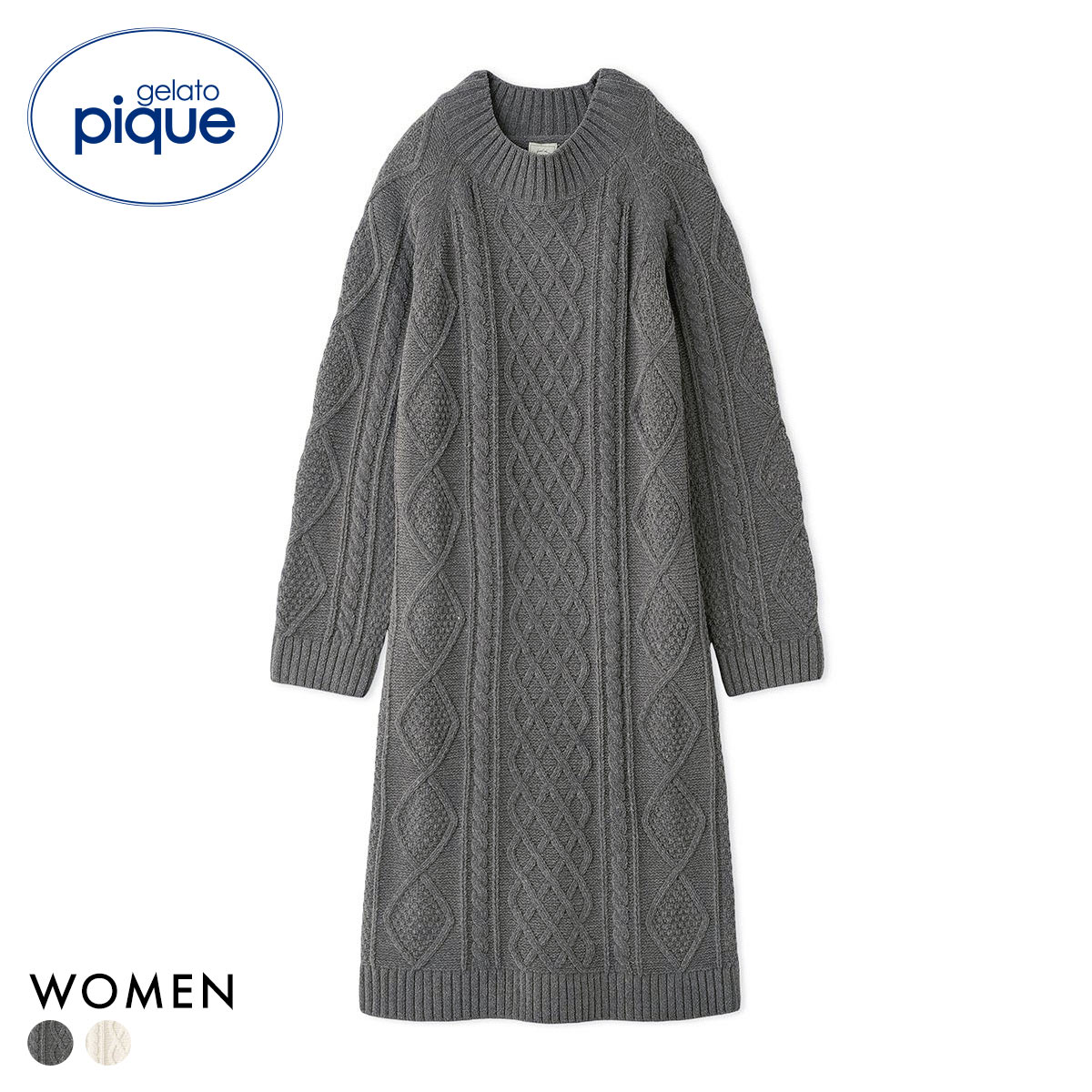 ジェラートピケ レディース スフレアランワンピース ジェラピケ パジャマ ルームウェア gelato pique(GY-グレー-Free)