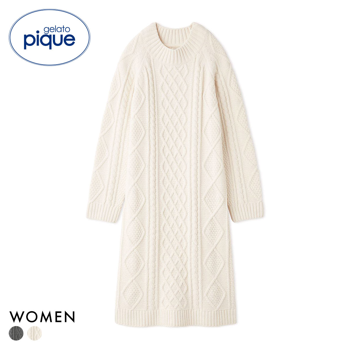 ジェラートピケ レディース スフレアランワンピース ジェラピケ パジャマ ルームウェア gelato pique(IV-アイボリー-Free)