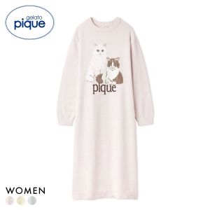 ジェラートピケ レディース エアリーモコキャットジャガードワンピース ジェラピケ パジャマ ルームウェア gelato pique 猫の日