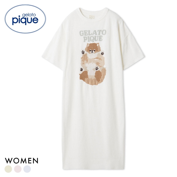 ジェラートピケ レディース ドッグジャガードワンピース ジェラピケ パジャマ ルームウェア gelato pique
