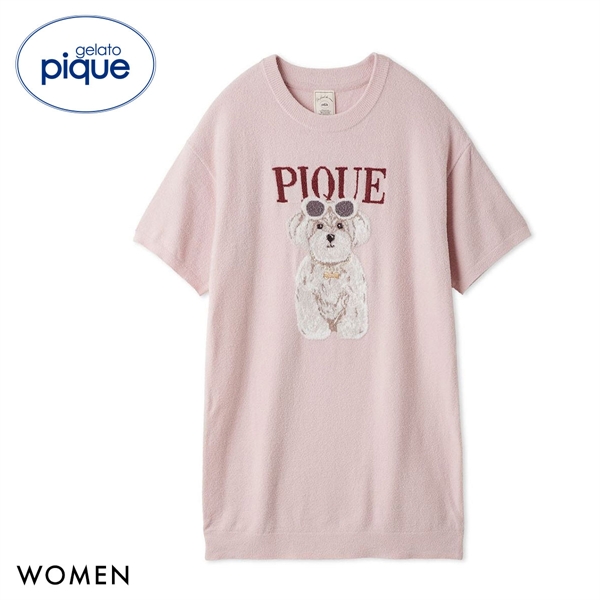 ジェラートピケ レディース ファッションCATS&DOGSジャガードミニワンピース ジェラピケ パジャマ ルームウェア gelato pique