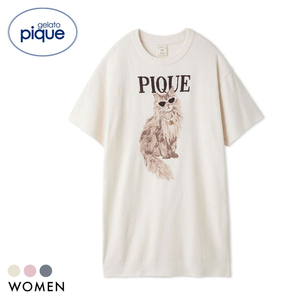 ジェラートピケ レディース ファッションCATS&DOGSジャガードミニワンピース ジェラピケ パジャマ ルームウェア gelato pique