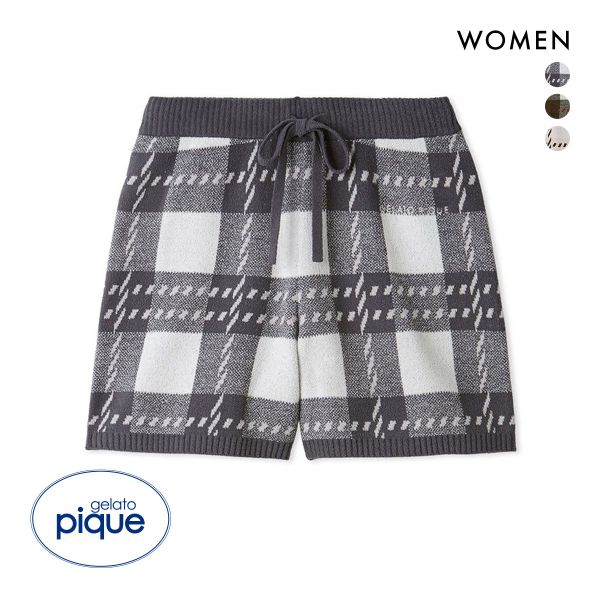 ジェラートピケ レディース エアモコチェックジャガードショートパンツ ジェラピケ ルームウェア パジャマ gelato pique