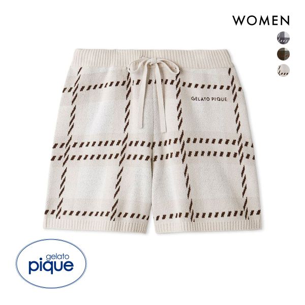 ジェラートピケ レディース エアモコチェックジャガードショートパンツ ジェラピケ ルームウェア パジャマ gelato pique