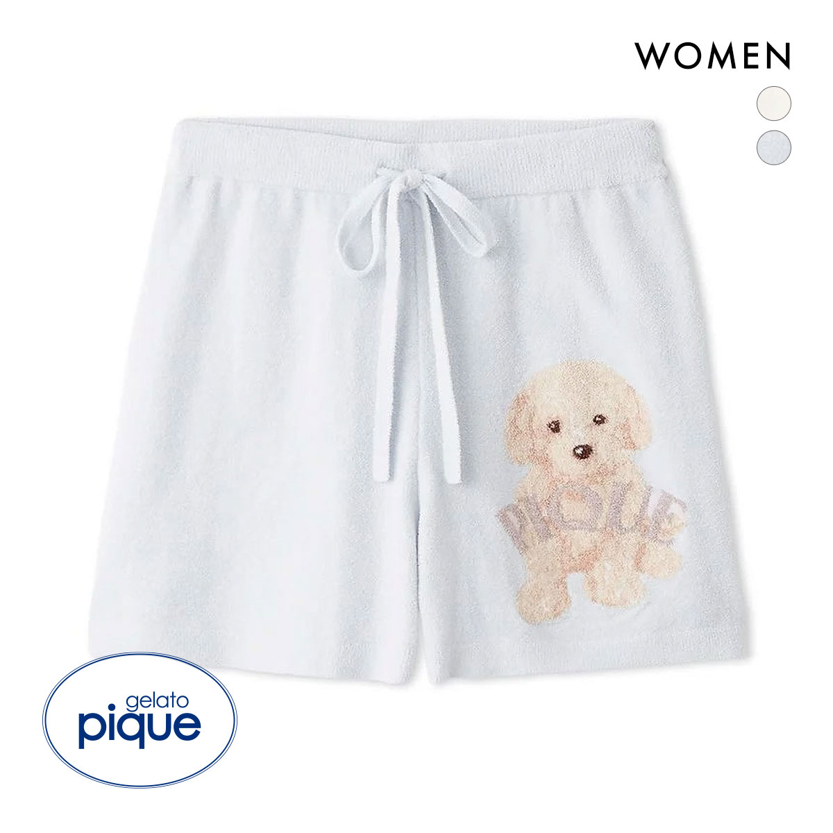 ジェラートピケ レディース トイプードルジャガードショートパンツ ジェラピケ パジャマ ルームウェア gelato pique(BU-ブルー-Free)