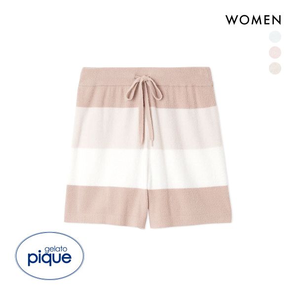 ジェラートピケ レディース スムーズィーlite3ボーダーショートパンツ ジェラピケ パジャマ gelato pique