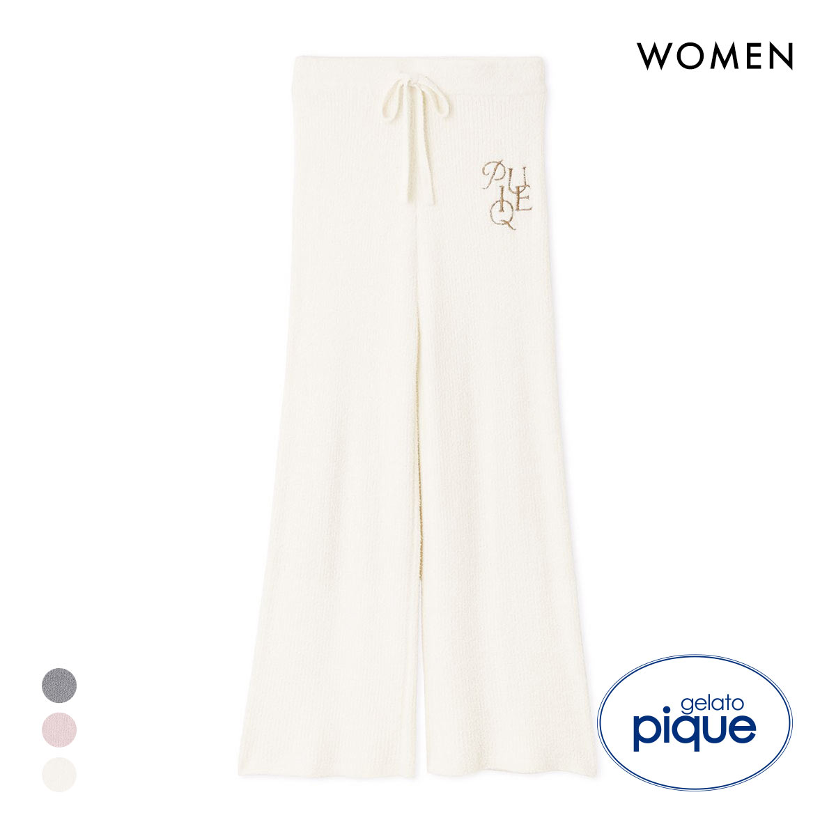 ジェラートピケ レディース 調温スムーズィーリブロングパンツ ジェラピケ パジャマ ルームウェア gelato pique(CR-クリーム-Free)