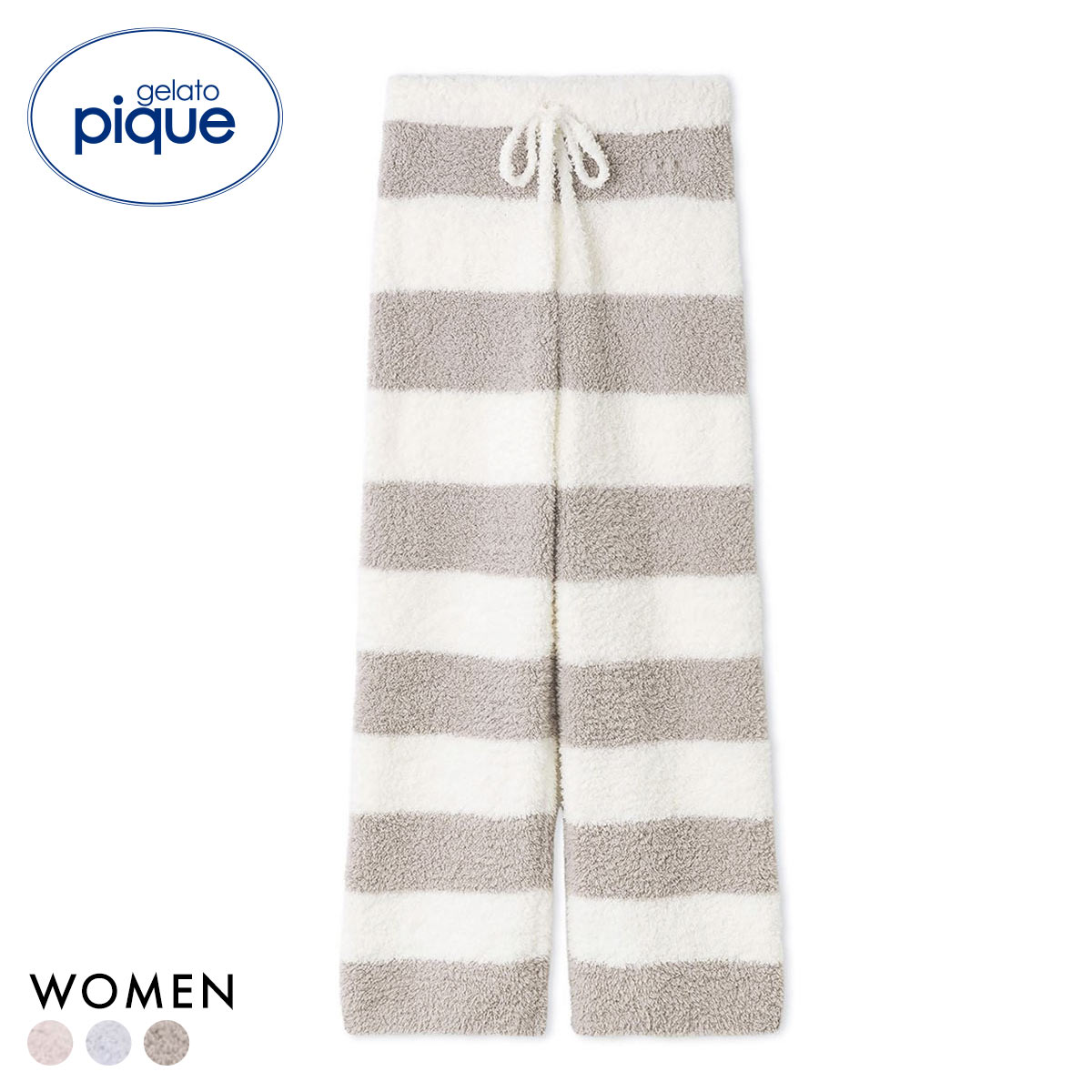 ジェラートピケ レディース ジェラート2ボーダーロングパンツ ジェラピケ gelato pique(MO-モカ-Free)