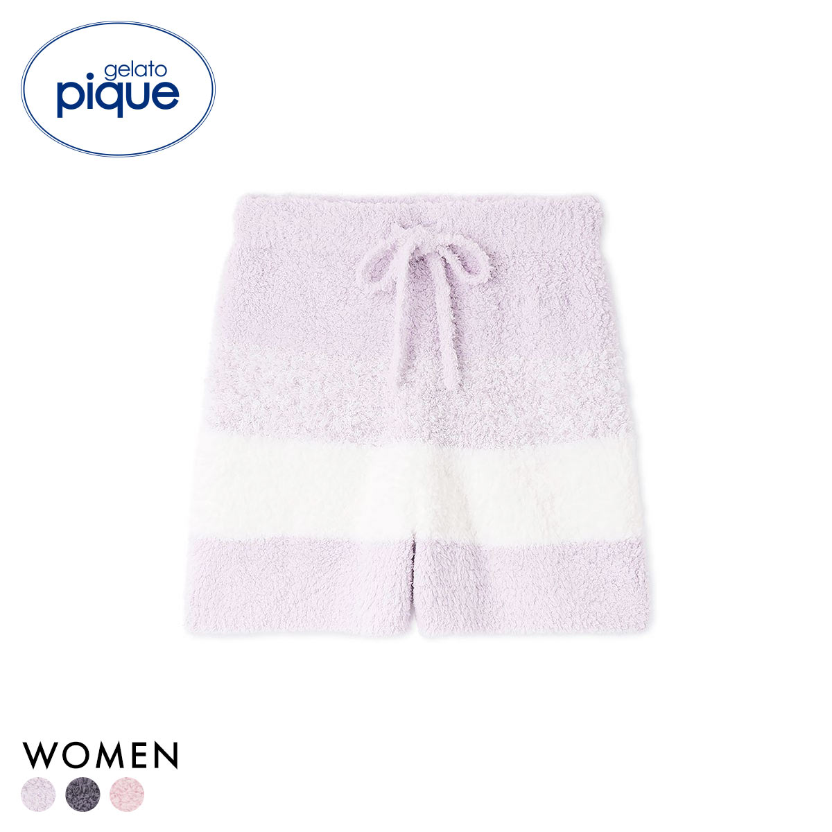 ジェラートピケ レディース ジェラート3ボーダーショーパンツ ジェラピケ パジャマ ルームウェア gelato pique(LV-ラベンダー-Free)