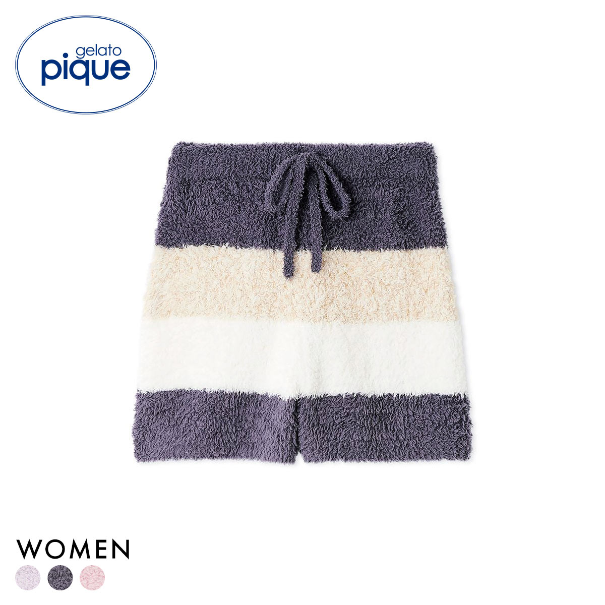 ジェラートピケ レディース ジェラート3ボーダーショーパンツ ジェラピケ パジャマ ルームウェア gelato pique(NV-ネイビー-Free)