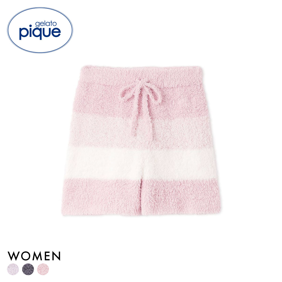 ジェラートピケ レディース ジェラート3ボーダーショーパンツ ジェラピケ パジャマ ルームウェア gelato pique(PI-ピンク-Free)