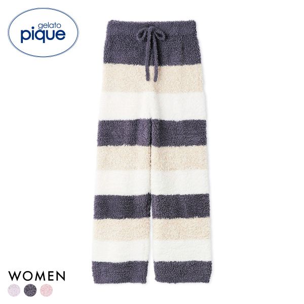 ジェラートピケ レディース ジェラート3ボーダーロングパンツ ジェラピケ パジャマ ルームウェア gelato pique