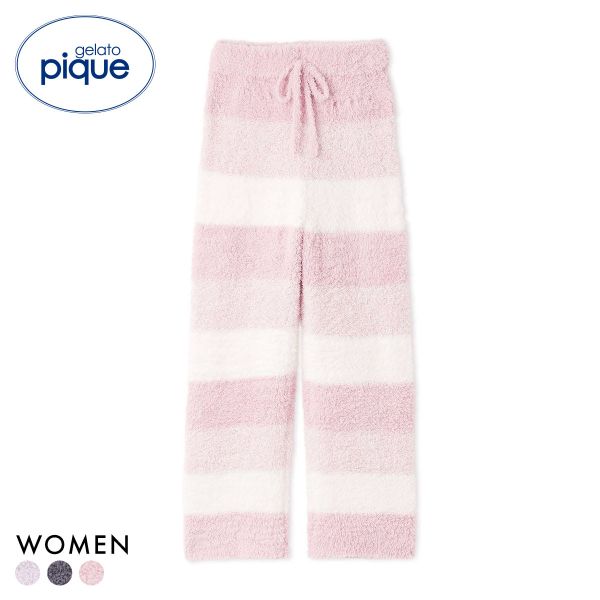 ジェラートピケ レディース ジェラート3ボーダーロングパンツ ジェラピケ パジャマ ルームウェア gelato pique