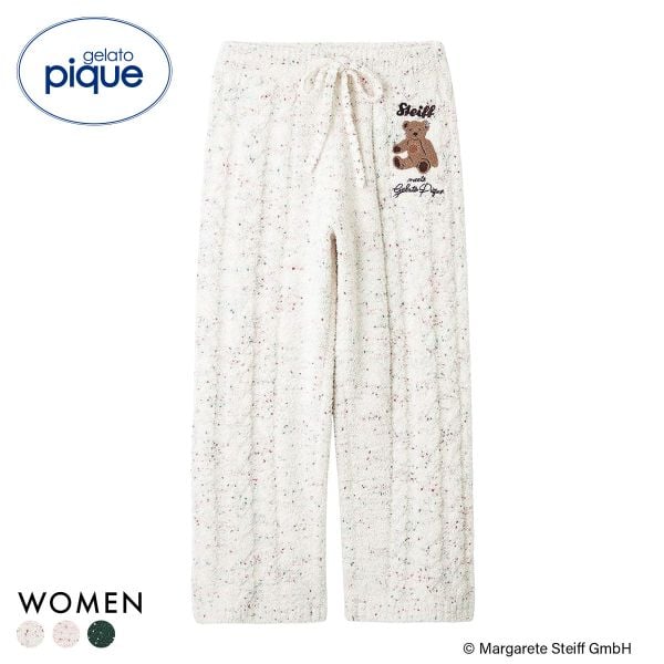 ジェラートピケ レディース シュタイフ パウダーネップアランロングパンツ ジェラピケ パジャマ ルームウェア gelato pique Steiff