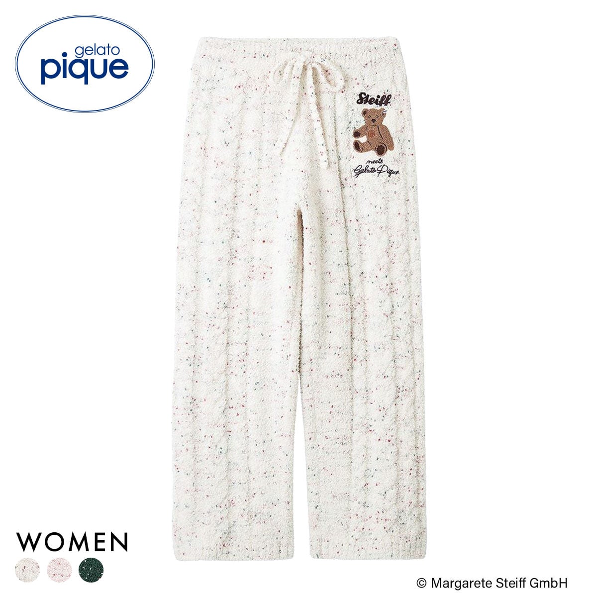 ジェラートピケ レディース シュタイフ パウダーネップアランロングパンツ ジェラピケ パジャマ ルームウェア gelato pique Steiff