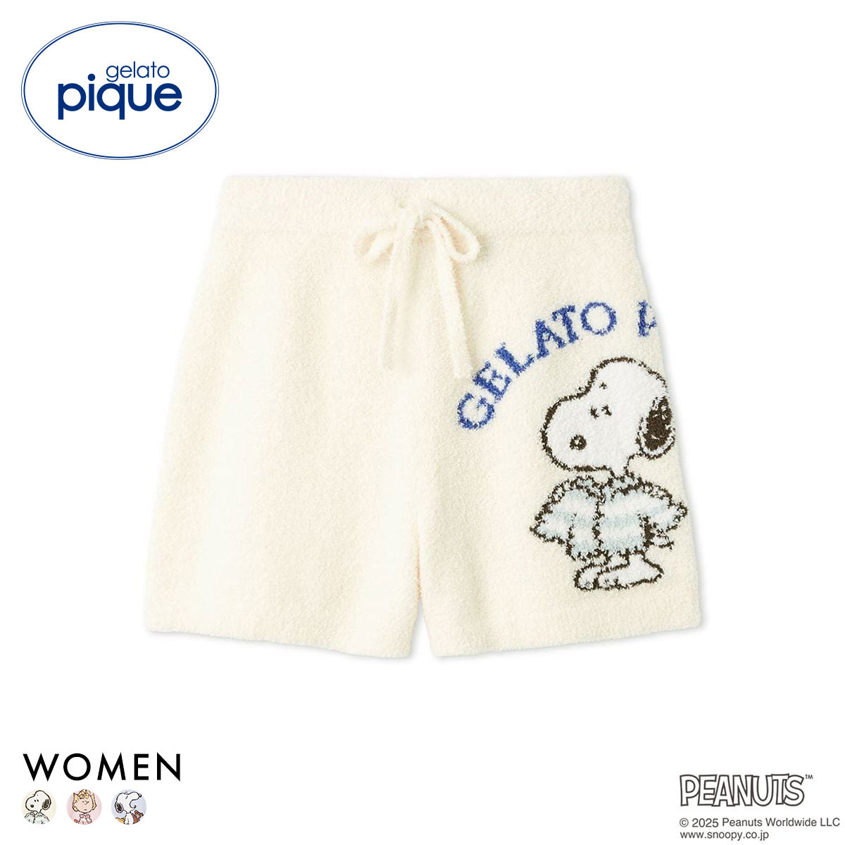 ジェラートピケ レディース PEANUTS オリジナルジャガードショートパンツ ジェラピケ パジャマ ルームウェア スヌーピー gelato pique(OW-オフホワイト-Free)