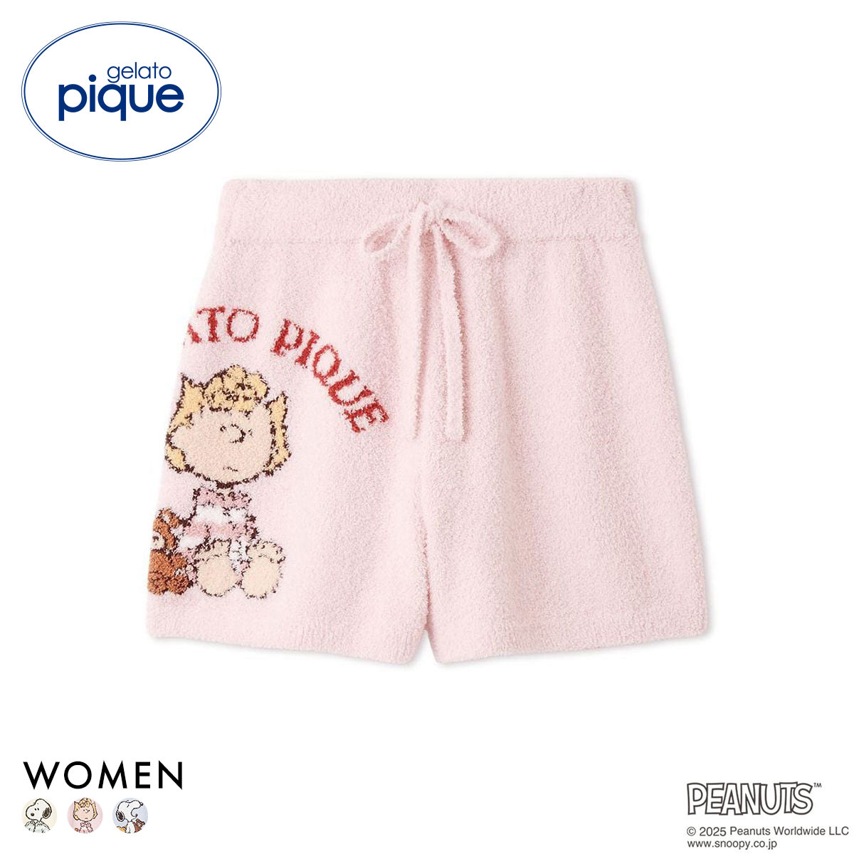 ジェラートピケ レディース PEANUTS オリジナルジャガードショートパンツ ジェラピケ パジャマ ルームウェア スヌーピー gelato pique(PI-ピンク-Free)