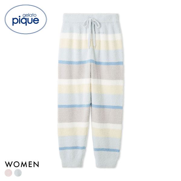 ジェラートピケ レディース ベビモコカラフルボーダーロングパンツ ジェラピケ パジャマ ルームウェア gelato pique