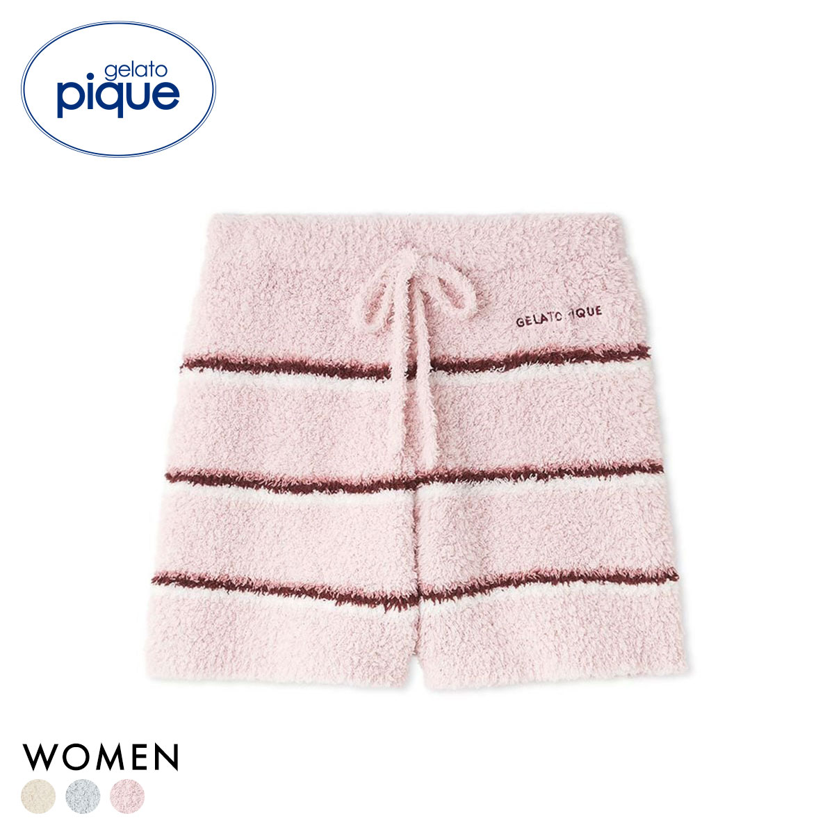 ジェラートピケ レディース ジェラートボーダーショートパンツ ジェラピケ パジャマ ルームウェア gelato pique(PI-ピンク-Free)