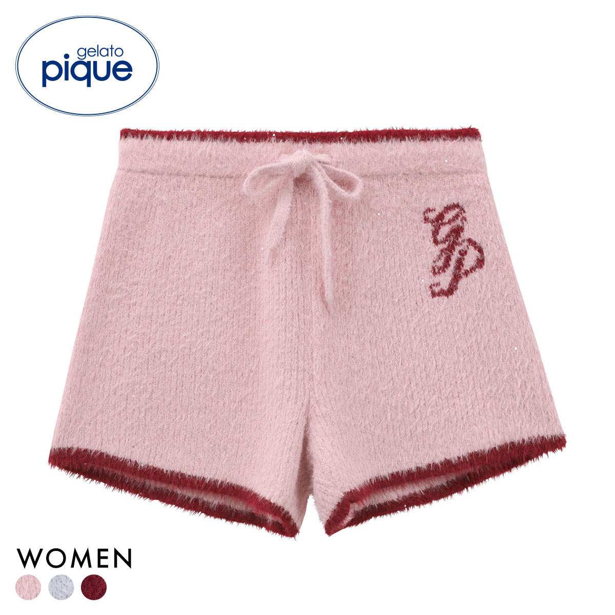 ジェラートピケ レディース HOLIDAY キラキラフェザーショートパンツ ジェラピケ パジャマ ルームウェア gelato pique(PI-ピンク-Free)