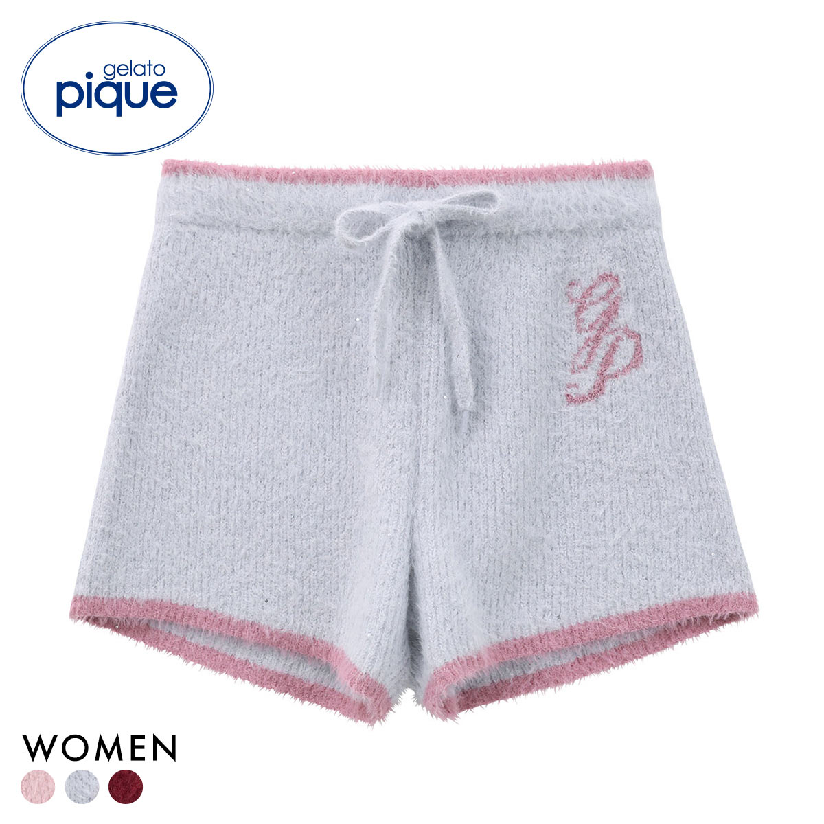 ジェラートピケ レディース HOLIDAY キラキラフェザーショートパンツ ジェラピケ パジャマ ルームウェア gelato pique(LBU-薄ブルー-Free)
