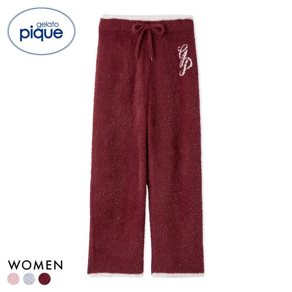 ジェラートピケ レディース HOLIDAY キラキラフェザーロングパンツ ジェラピケ パジャマ ルームウェア gelato pique
