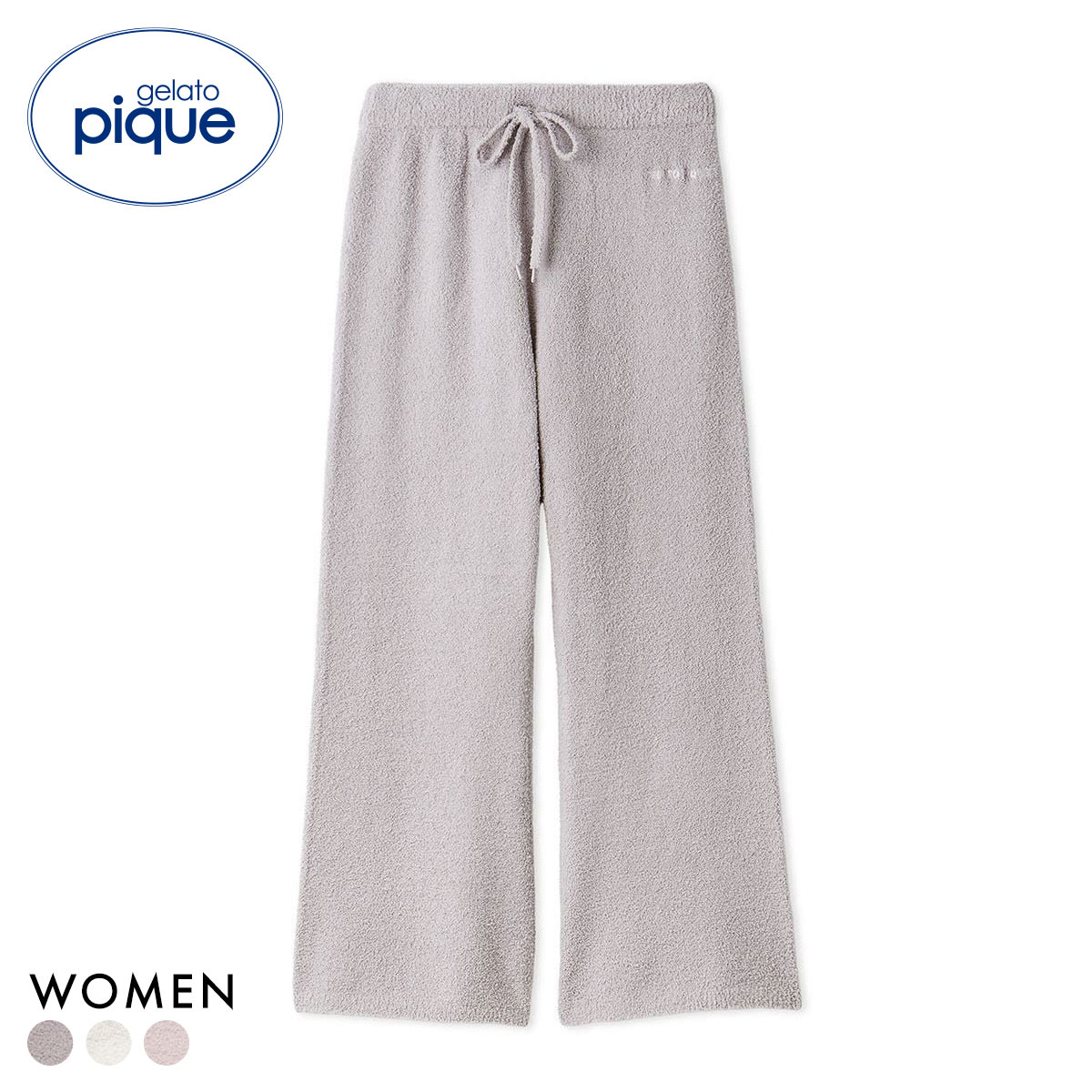 ジェラートピケ レディース ベビモコロングパンツ ジェラピケ パジャマ ルームウェア gelato pique(GY-グレー-Free)
