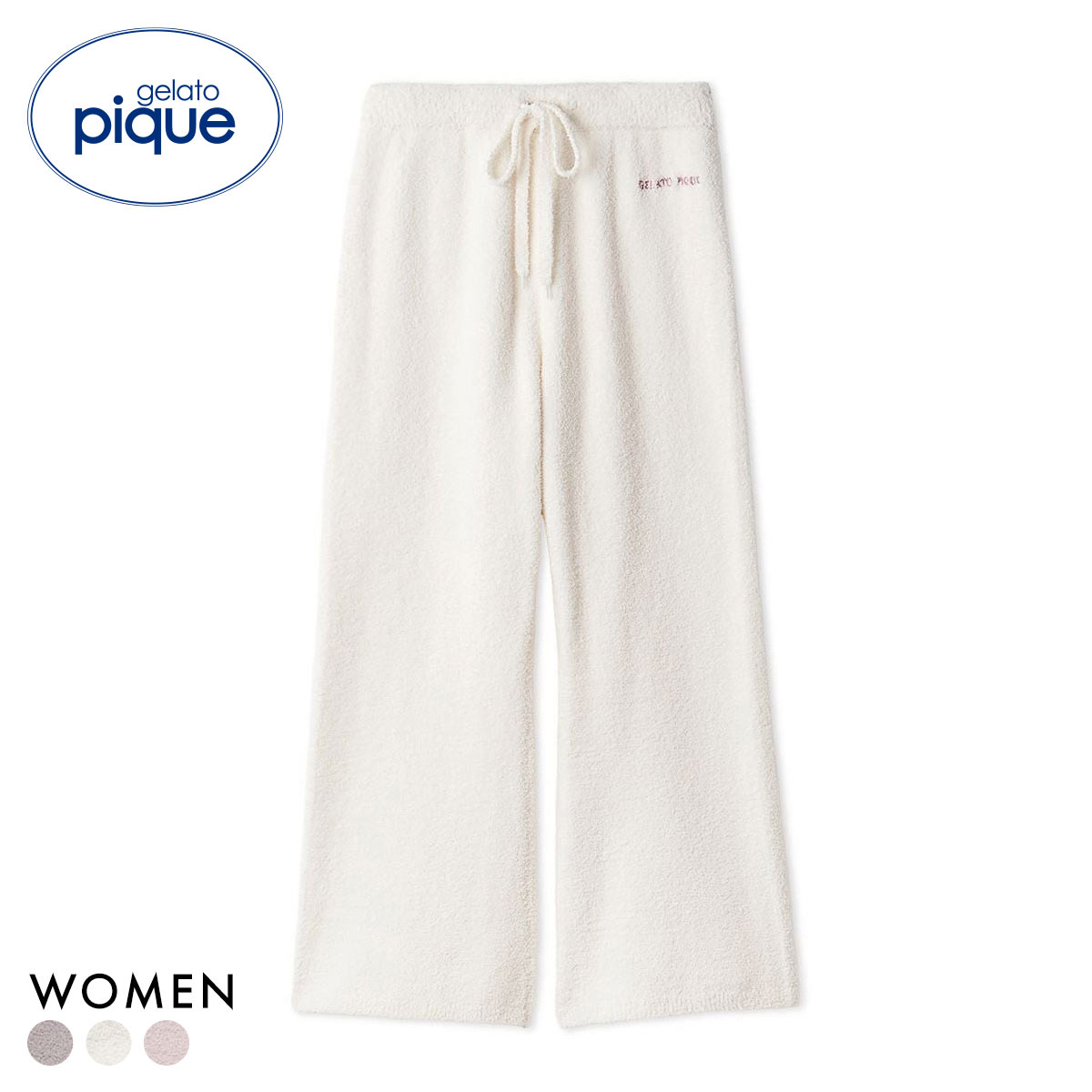 ジェラートピケ レディース ベビモコロングパンツ ジェラピケ パジャマ ルームウェア gelato pique(OW-オフホワイト-Free)
