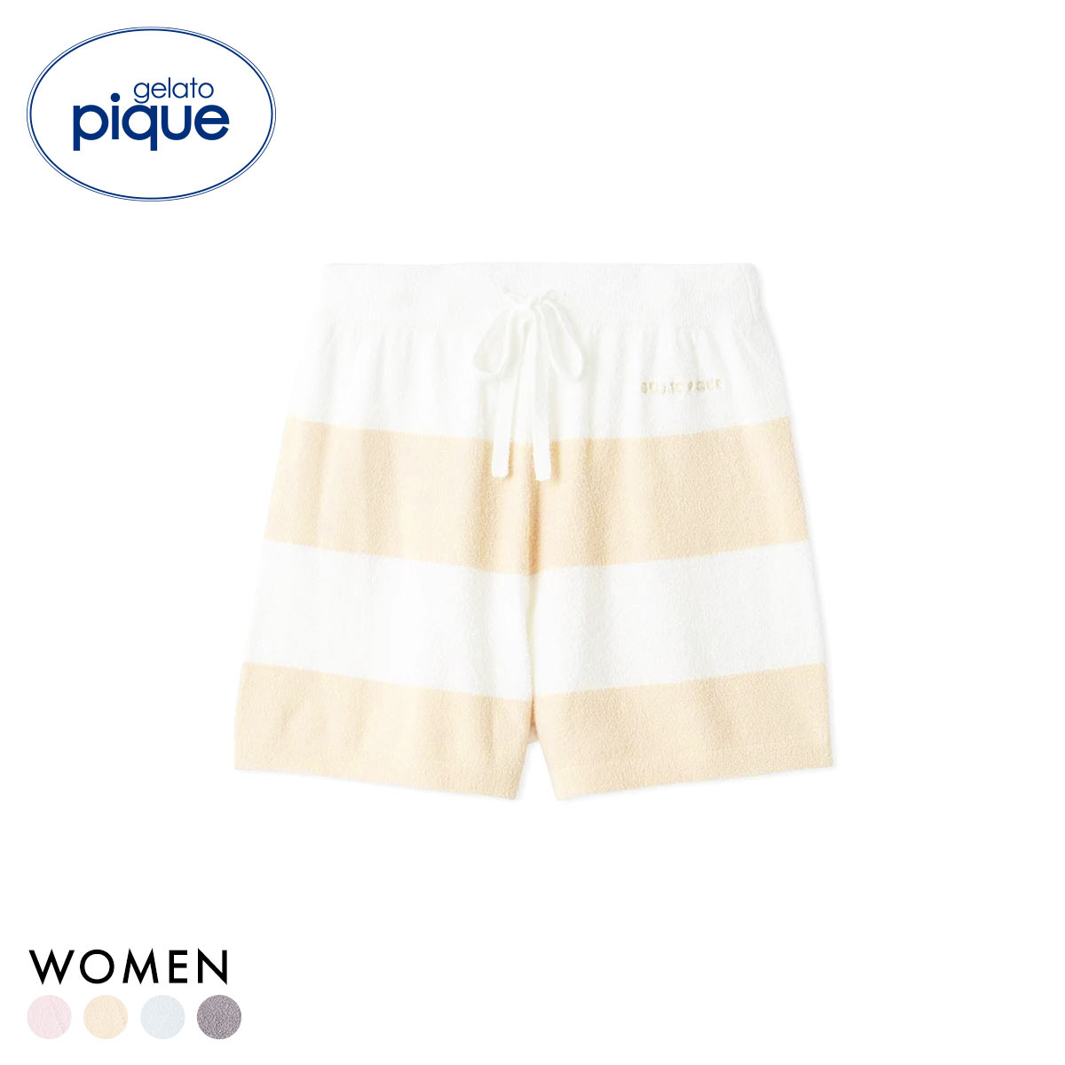 ジェラートピケ レディース スムーズィー2ボーダーショートパンツ ジェラピケ ルームウェア gelato pique(OR-オレンジ-Free)