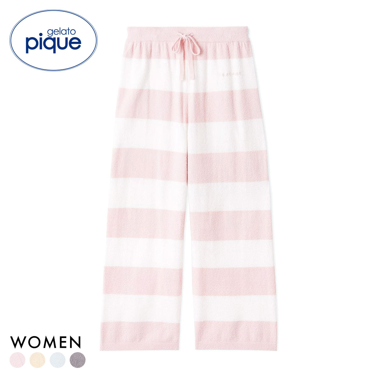 ジェラートピケ レディース スムーズィー2ボーダーロングパンツ ジェラピケ ルームウェア gelato pique