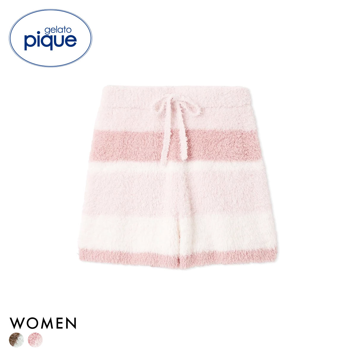 ジェラートピケ レディース ジェラートランダムボーダーショートパンツ ジェラピケ パジャマ ルームウェア gelato pique(PI-ピンク-Free)