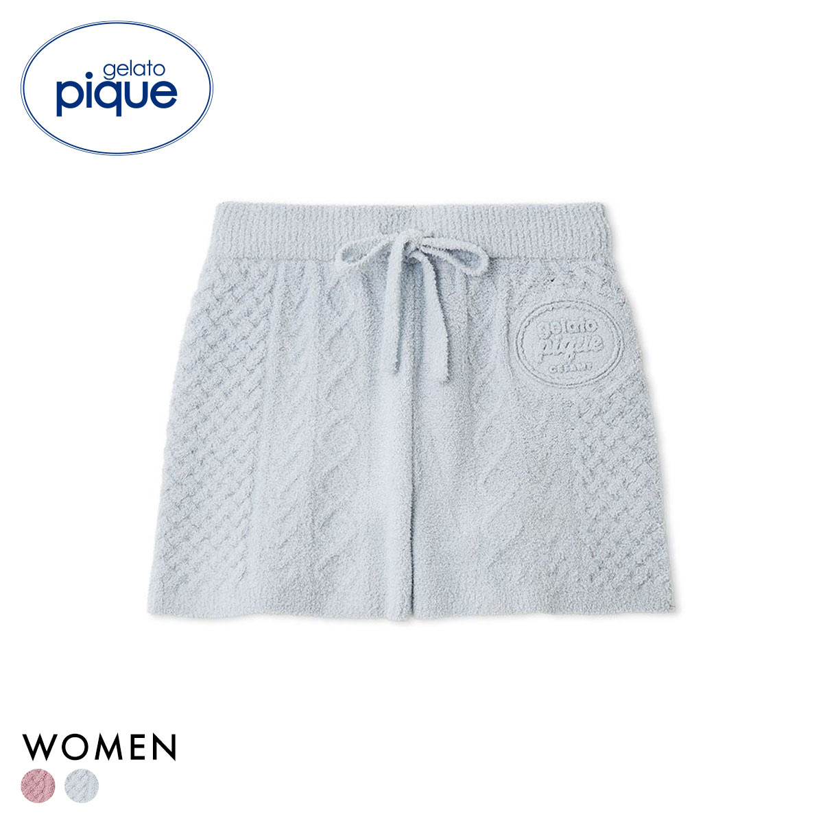 ジェラートピケ レディース Valentine アランショートパンツ ジェラピケ パジャマ ルームウェア gelato pique バレンタイン(BU-ブルー-Free)