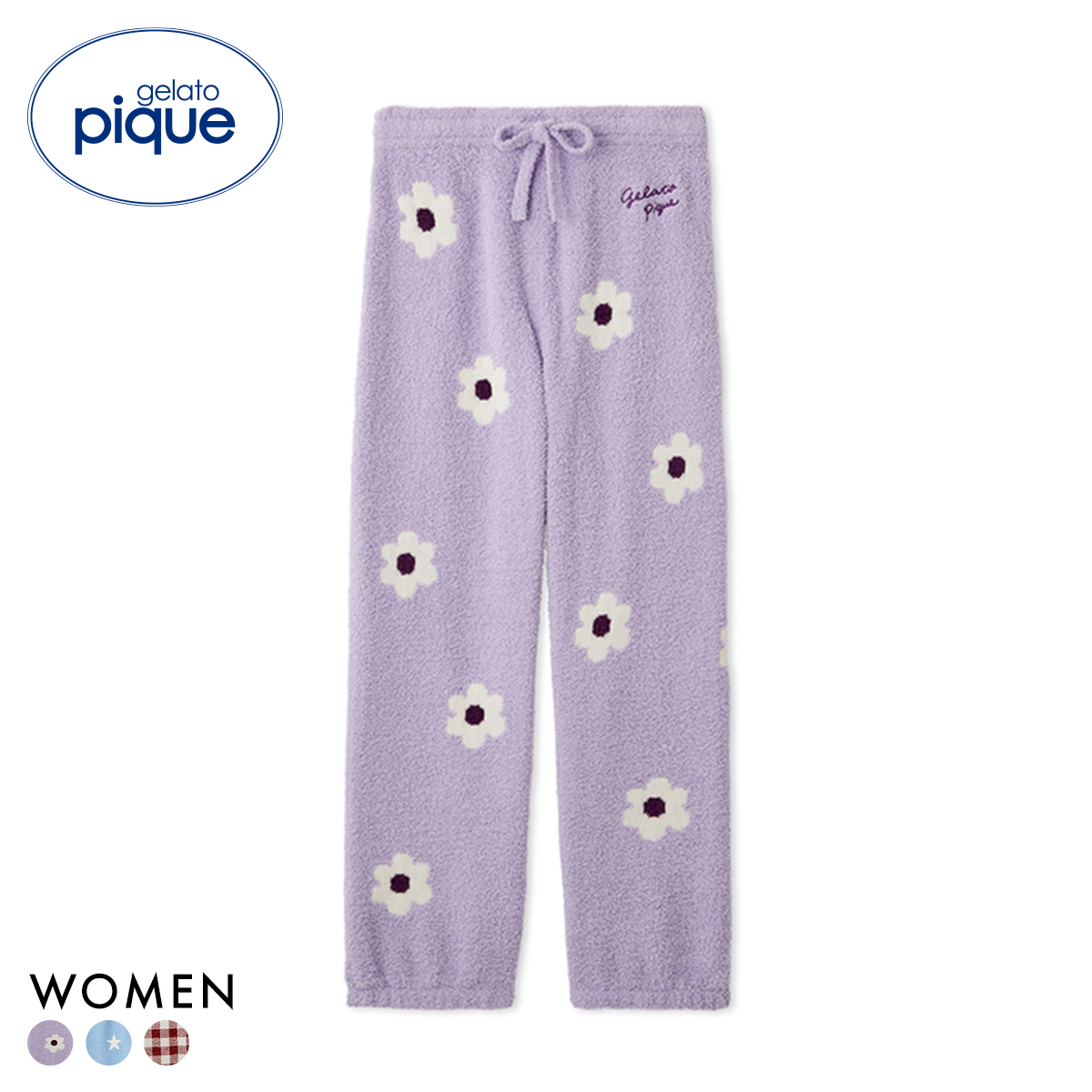 ジェラートピケ レディース 3柄ジャガードロングパンツ ジェラピケ パジャマ ルームウェア gelato pique(PU-パープル-Free)