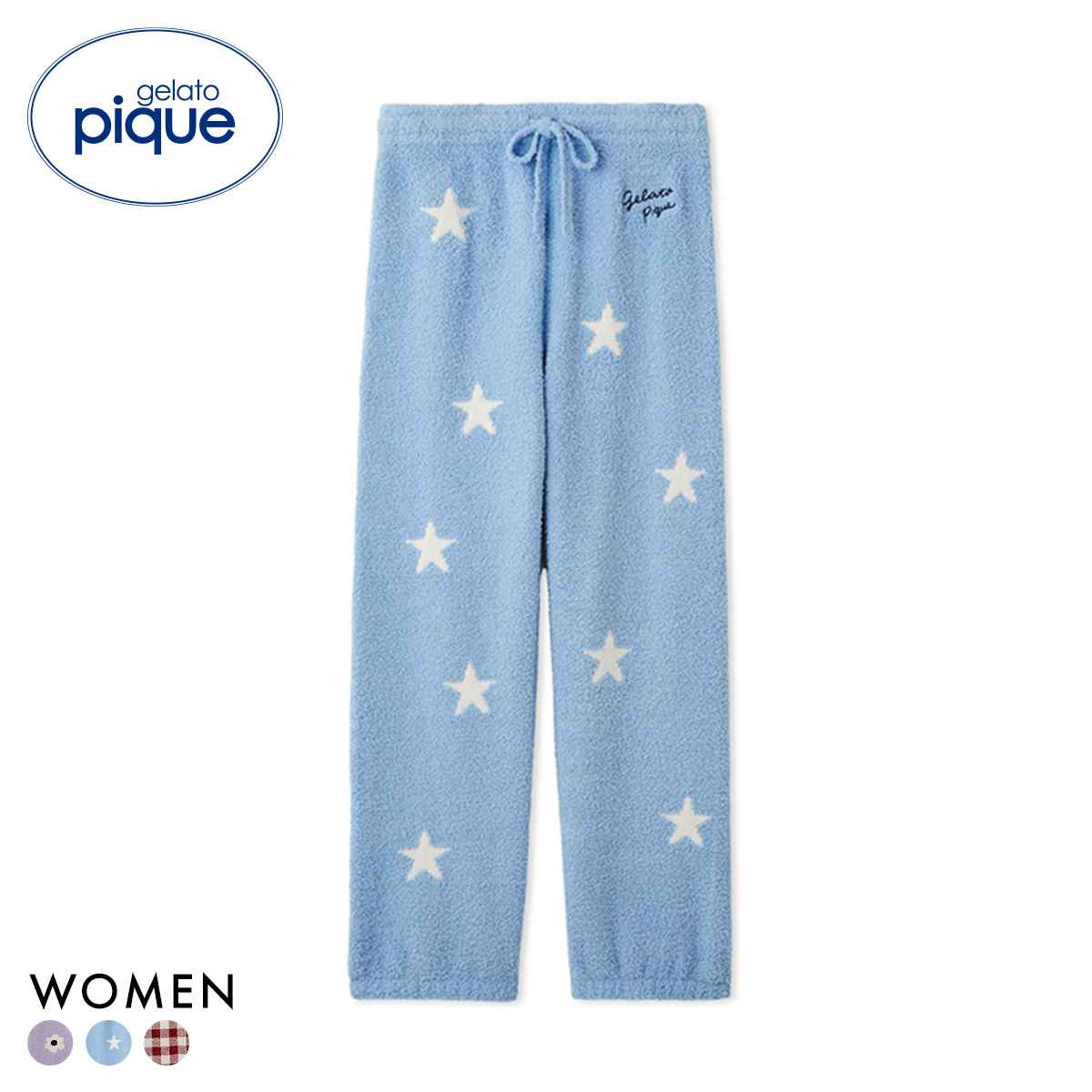 ジェラートピケ レディース 3柄ジャガードロングパンツ ジェラピケ パジャマ ルームウェア gelato pique(BU-ブルー-Free)