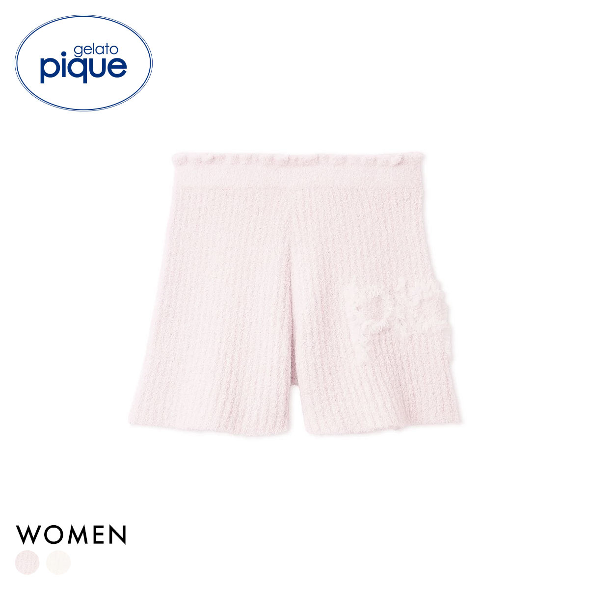 ジェラートピケ レディース フリルロゴリブフレアショートパンツ ジェラピケ パジャマ ルームウェア gelato pique(PI-ピンク-Free)