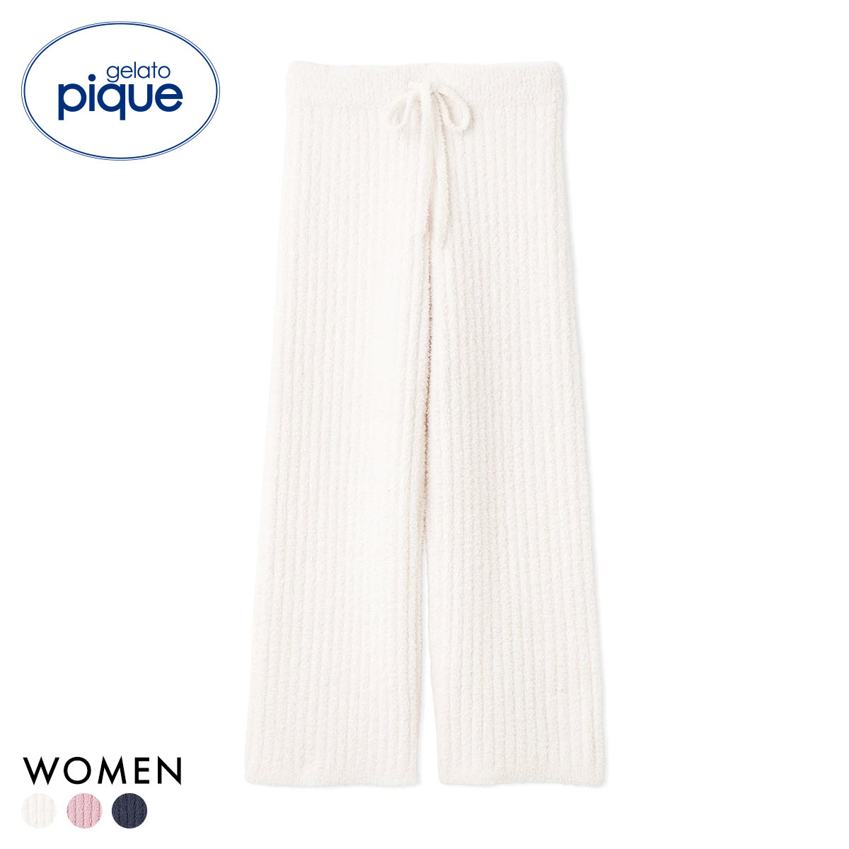 ジェラートピケ レディース パウダーロングパンツ ジェラピケ パジャマ ルームウェア gelato pique(IV-アイボリー-Free)