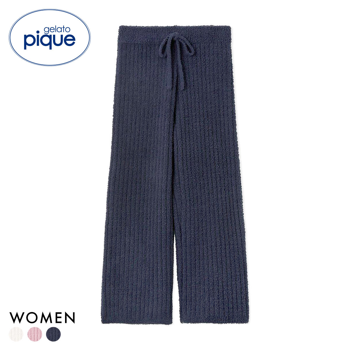 ジェラートピケ レディース パウダーロングパンツ ジェラピケ パジャマ ルームウェア gelato pique(NV-ネイビー-Free)