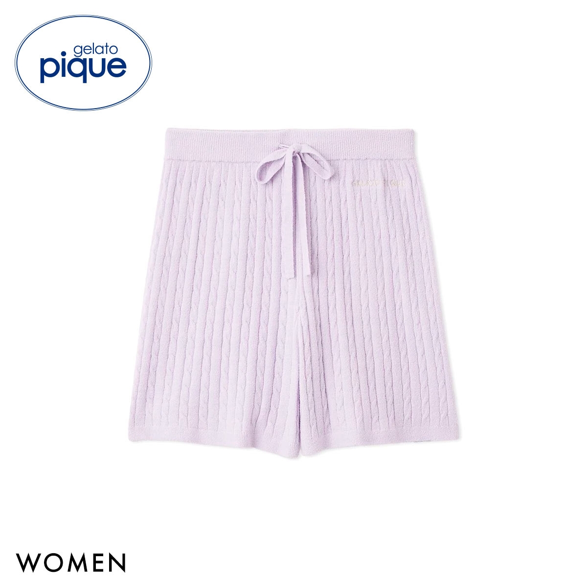 ジェラートピケ レディース スムーズィーliteアランハーフパンツ ジェラピケ パジャマ ルームウェア gelato pique(LV-ラベンダー-Free)