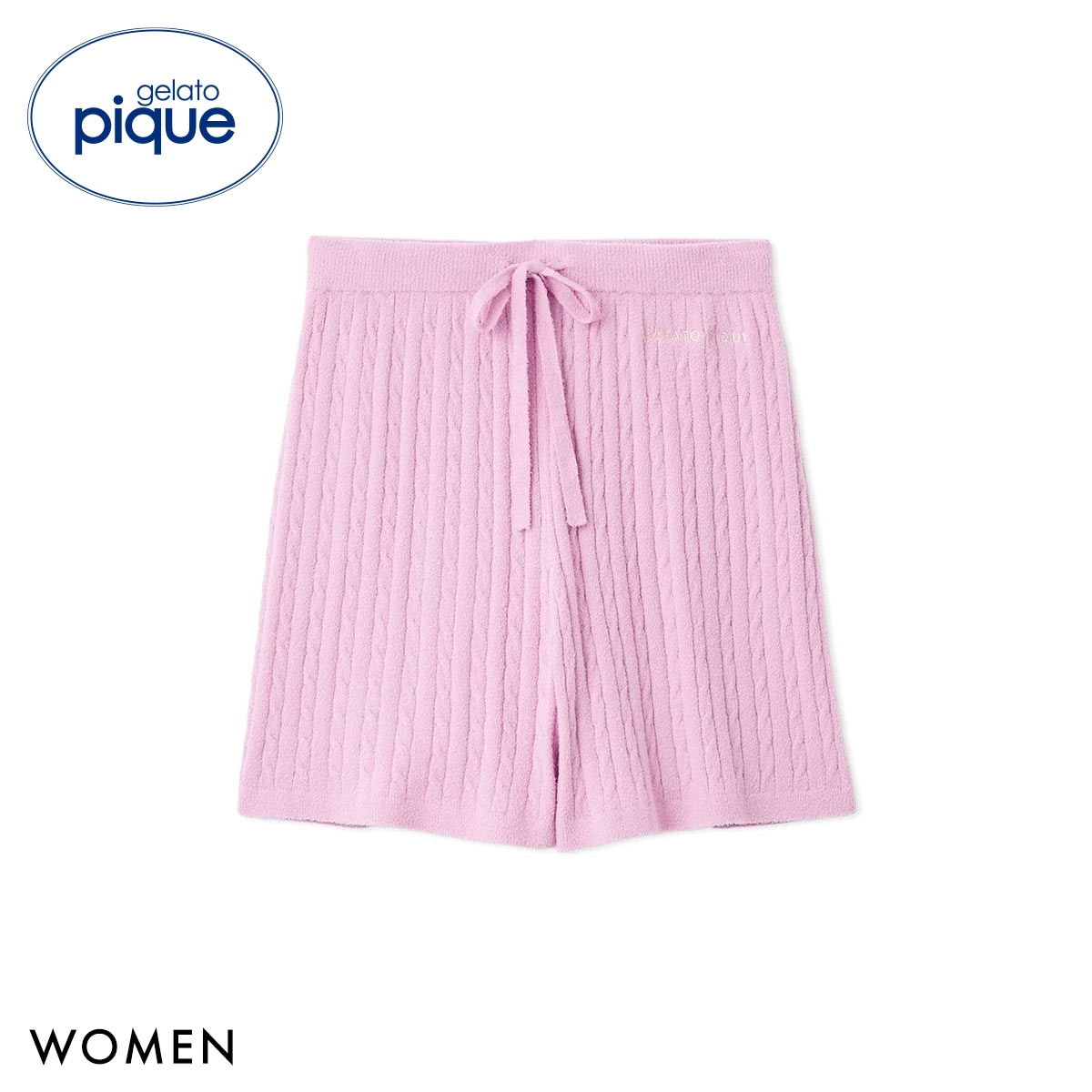ジェラートピケ レディース スムーズィーliteアランハーフパンツ ジェラピケ パジャマ ルームウェア gelato pique(PI-ピンク-Free)