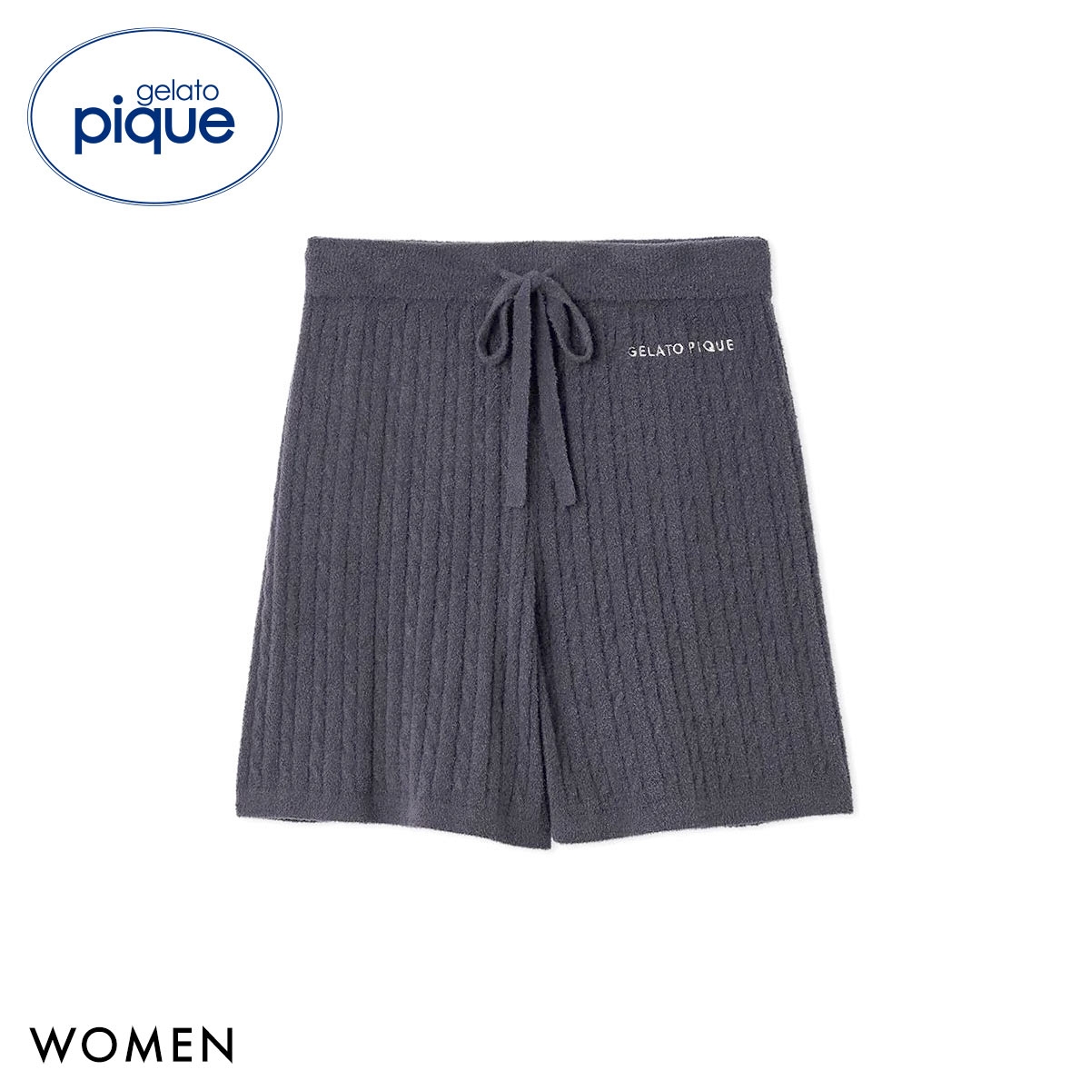 ジェラートピケ レディース スムーズィーliteアランハーフパンツ ジェラピケ パジャマ ルームウェア gelato pique(NV-ネイビー-Free)