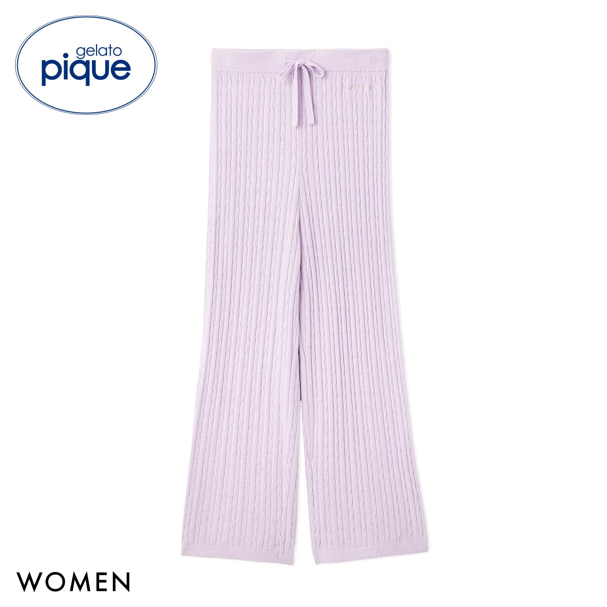 ジェラートピケ レディース スムーズィーliteアランロングパンツ ジェラピケ パジャマ ルームウェア gelato pique(LV-ラベンダー-Free)