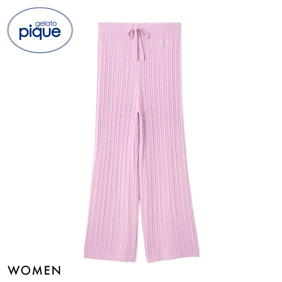 ジェラートピケ レディース スムーズィーliteアランロングパンツ ジェラピケ パジャマ ルームウェア gelato pique(PI-ピンク-Free)