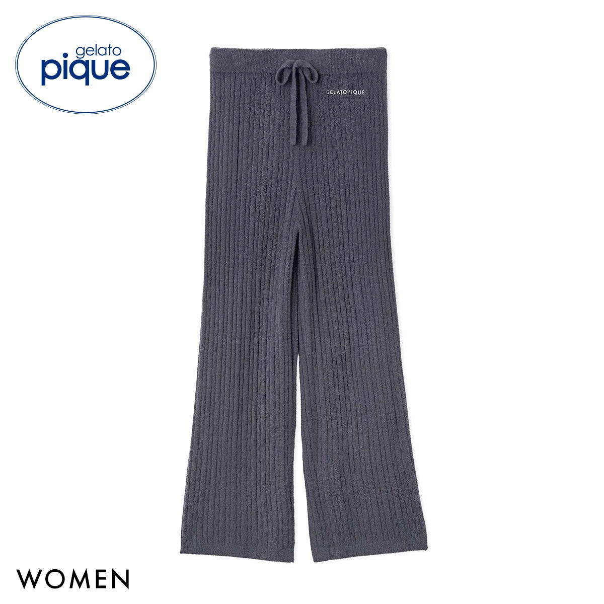 ジェラートピケ レディース スムーズィーliteアランロングパンツ ジェラピケ パジャマ ルームウェア gelato pique(NV-ネイビー-Free)