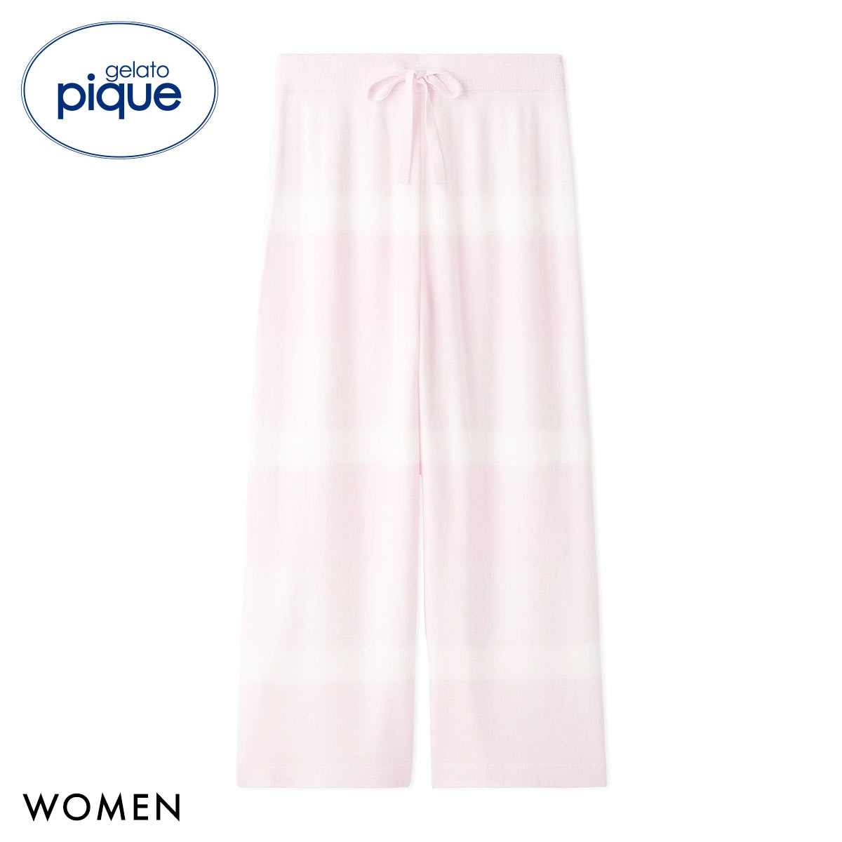 ジェラートピケ レディース スムーズィーliteグラデーションボーダー7分丈パンツ ジェラピケ パジャマ ルームウェア gelato pique(PI-ピンク-Free)