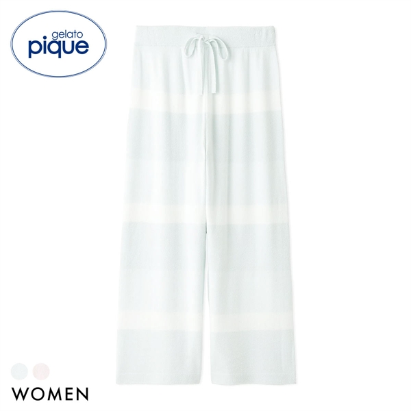 ジェラートピケ レディース スムーズィーliteグラデーションボーダー7分丈パンツ ジェラピケ パジャマ ルームウェア gelato pique