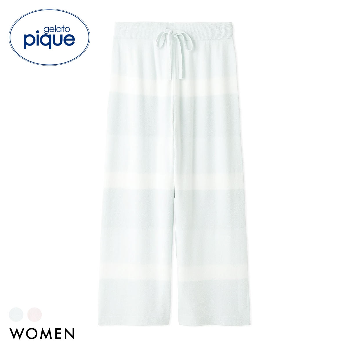 ジェラートピケ レディース スムーズィーliteグラデーションボーダー7分丈パンツ ジェラピケ パジャマ ルームウェア gelato pique