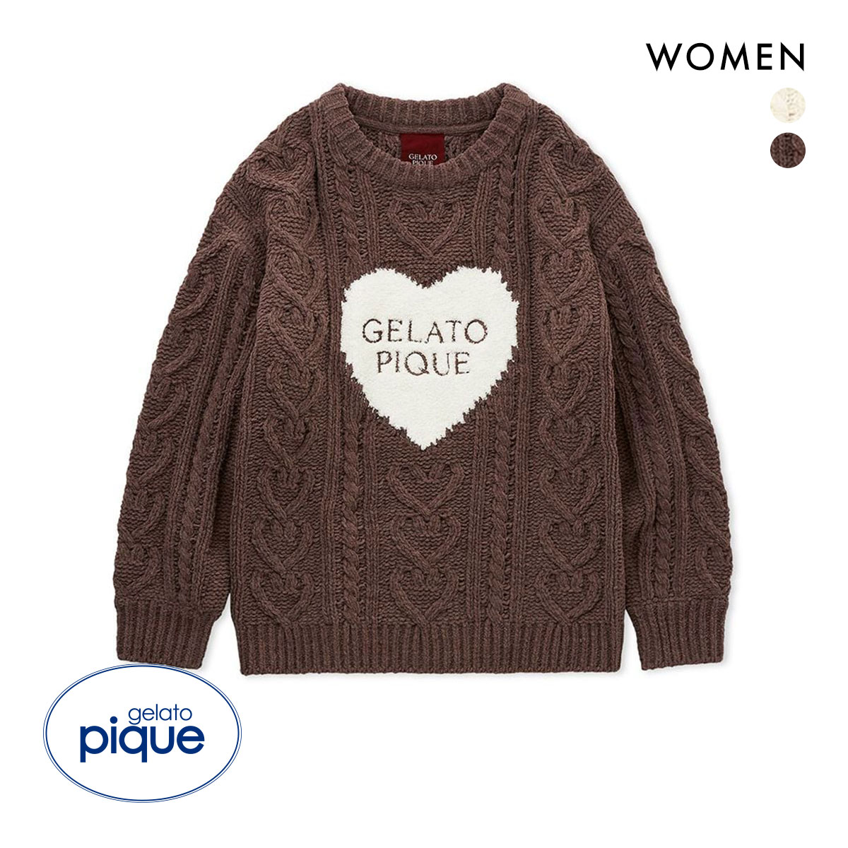 ジェラートピケ レディース バレンタイン ハートアランプルオーバー ジェラピケ パジャマ ルームウェア Valentine gelato pique(BR-ブラウン-Free)
