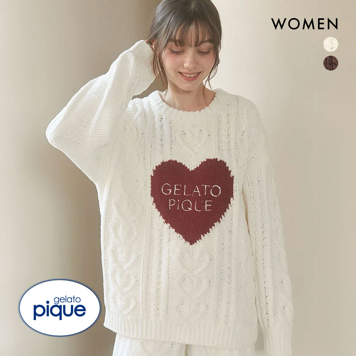 ジェラートピケ レディース バレンタイン ハートアランプルオーバー ジェラピケ パジャマ ルームウェア Valentine gelato pique