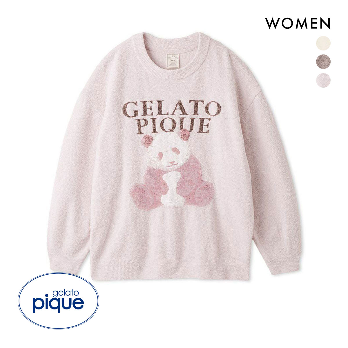 ジェラートピケ レディース パンダジャガードプルオーバー ジェラピケ パジャマ ルームウェア gelato pique(PI-ピンク-Free)